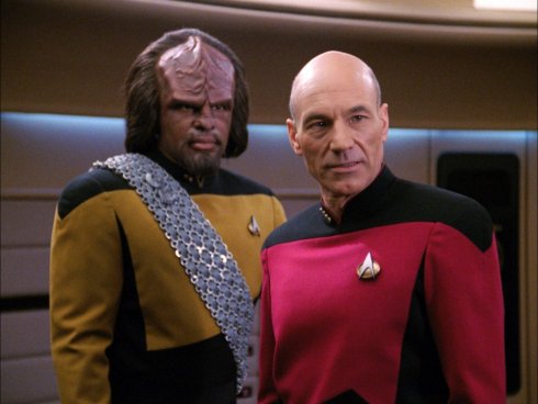 Foto: Michael Dorn & Patrick Stewart, Star Trek: The Next Generation (© Paramount Pictures)